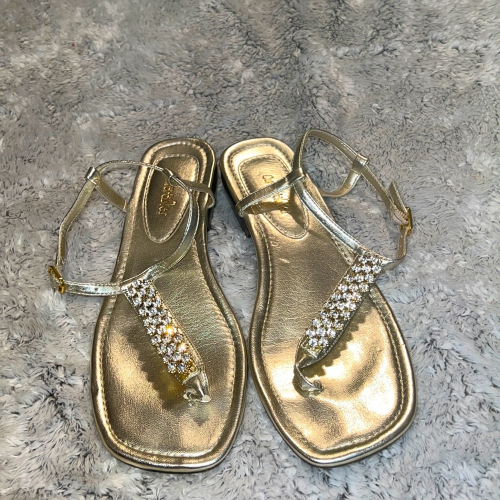 Gold thong sandals